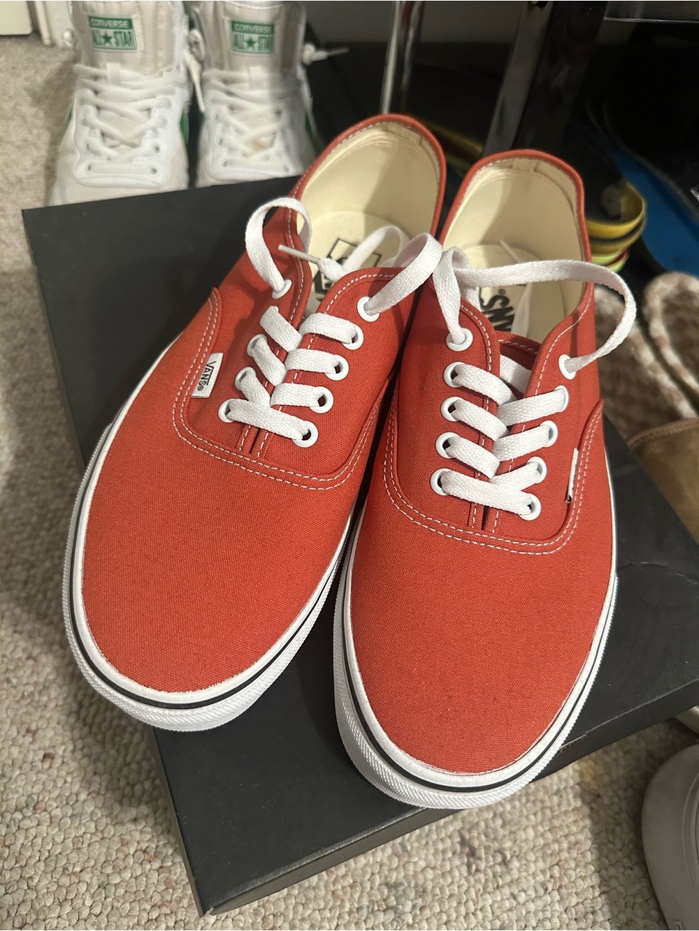 Vans Men’s Authentic Canvas Sneakers - Rust Orange with White
